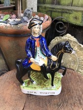 Antique Victorian Dick Turpin figure Staffordshire pottery flat back figurine