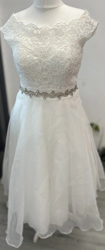 Ivory tea length tulle wedding - tulle,