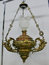 Antique church religious SAnctuary Bronze copper Chandelier angel cherub rare 