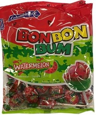 Colombina Bon Bon Bum Bubble Gum Lollipops Watermelon Flavor Hard Candy 24 Packs