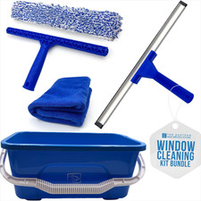 Window Cleaning Kit Squeegee Microfibre Cloth Applicator Bucket Handheld Cleaner