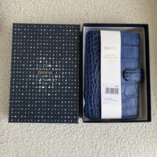Filofax Organiser Personal Compact In Indigo Blue Crocodile Croc Leather