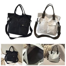 Casual Canvas Tote Bag Snap Fastener Closure Large Capacity for Trolley
