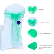 100 Mint Organza Chair Sashes Bows Wedding Engagement Birthday Party - Free Ship