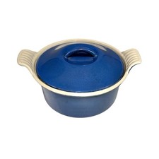 Vintage Le Creuset Blue Cast Iron Cocotte | French Mini Casserole Pot 14cm