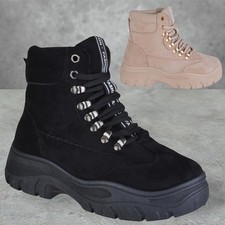 LADIES WOMENS LACE UP CHUNKY