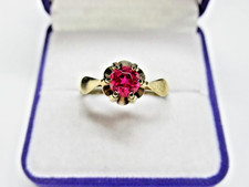 Vintage USSR Sterling Silver 875 Ring, Ruby Stone 10.25 – Women’s Retro Jewelry