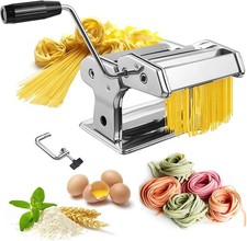 Stainless Steel Adjustable Pasta Maker Machine Lasagne Spaghetti with 2 Cutter