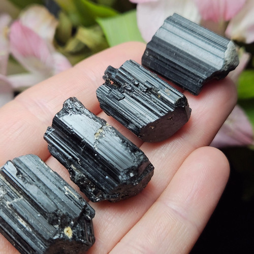 Black tourmaline crystal - black,