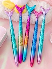 MERMAID FISH TAIL SHAPE PEN GIRLS BOYS CHILDRENS NOVELTY SCHOOL CHRISTMAS GIFT