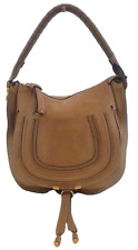 Chloe Marcie Small Hobo Brown Pebbled Leather Handbag, Authentic.