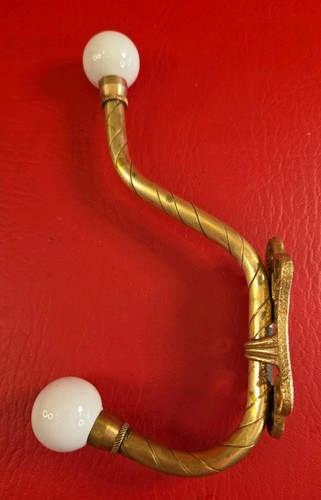 Brass porcelain knob 2 hook - brass,