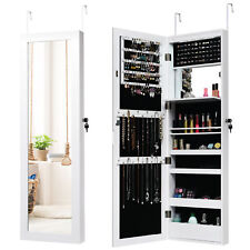 Wall/Door Mounted Jewelry Armoire Organizer Full-length Mirror Storage Cabinet