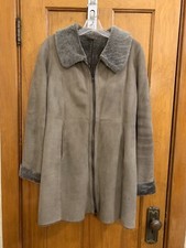 Owen Barry Lambskin and Leather clothing collard shearling jacket sz S pre-owned