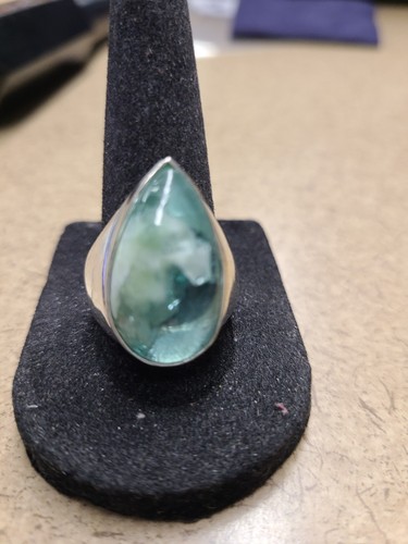 Sterling silver fluorite ring - sterling,
