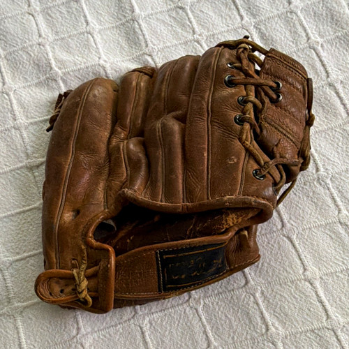 Brown leather baseball glove - brown,