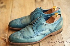 Barker Blue Leather Derby Brogue Shoes Men's UK 8.5 G US 9.5 EU 42.5