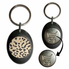 Leopard Print Plastic Shopping Trolley £1/€1 Coin Key Ring (43mm x 32mm)