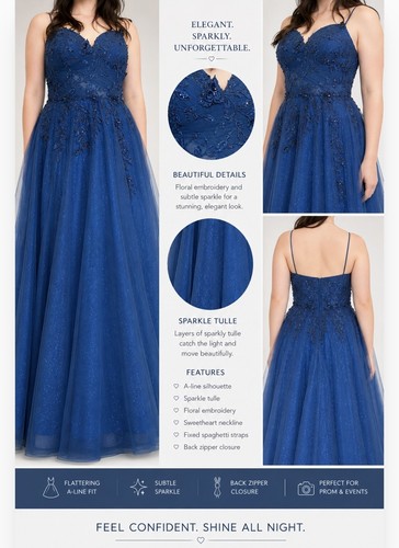 Navy blue evening prom dress - navy,