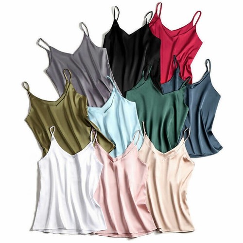Women satin silk tank - silk, tops