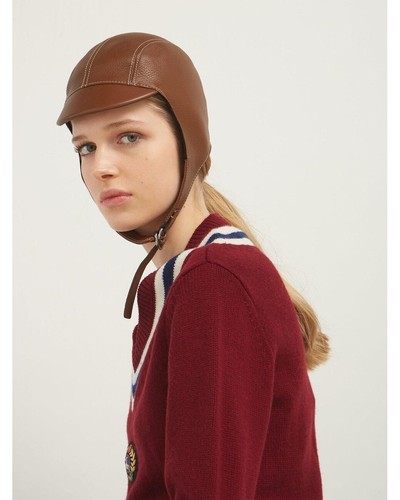 Burberry pilot hat tan leather - pilot,