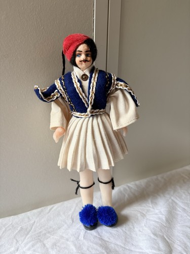 Vintage folk costume doll blue - costume,