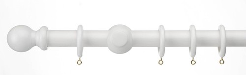 Wood curtain pole 28mm white - -,