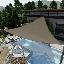 6'-11' Shade Sail Triangle Canopy with Steel Wire Outdoor Sun Shelter Brown