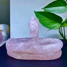 1.8LB Natural Pink Quartz Powder Crystal Snake Hand Carving Treatment