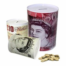 2x Jumbo Large Tin Money Box Bank Coin Money Saving Jar for Adult Kids 22 cm