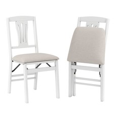 COSTWAY 2 Pcs Folding Dining Chairs Space-saving Upholstered Kitchen Chair