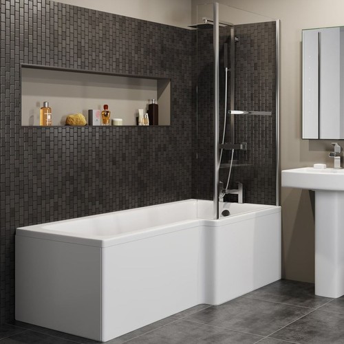 Shaped shower bath rh - shaped, lh/rh
