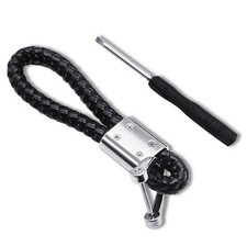 braided leather keyring for