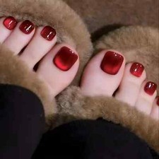False Toe Press-on nails Red