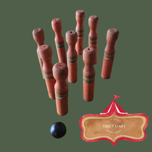 Vintage wooden skittles set - wooden,