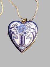 Michaela Frey, Blue & White Enamel Heart Shaped Pendant Necklace