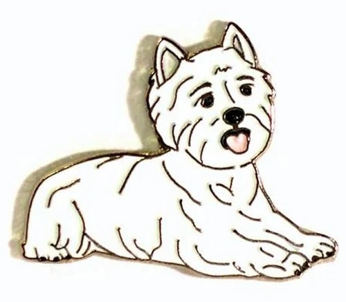 White westie dog badge - westie,