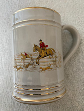 Vintage Denby Stoneware Tankard Mug 1/2 Pint Horse Jumping, Hunting Equestrian