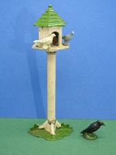 JOHILLCO ANTIQUE LEAD FARM GARDEN 5" TALL OPEN DOVECOTE + PIGEON, DOVE AND CROW