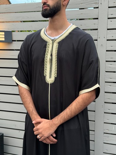 Men moroccan thobe black - men's,
