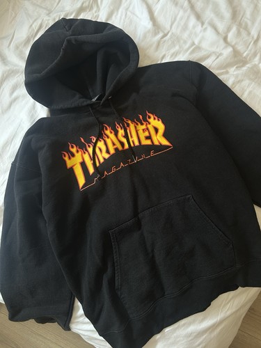 Black flame thrasher pullover - flame,