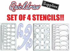 Set 4 Stencil Templates Circle, Ellipse, Geometry & French Curves Art Graphics