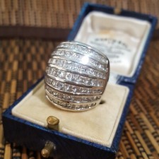 Tova Diamonique 925 Sterling Silver Ring, Dome, Simulated Diamonds,Size L.5 US 6