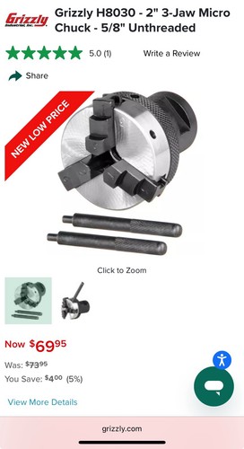 Grizzly h8030 3 jaw micro - 2", 3-jaw