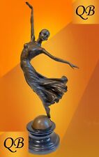 BRONZE FIGURINE ART DECO DANCER YVETTE SCULPTURE STATUE LADY BALLERINA FIGURE