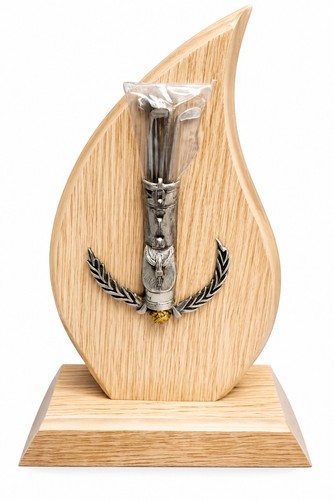 Wooden shield golf trophy - golf,