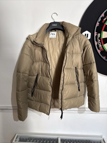 Khaki zara puffer jacket coat - khaki,