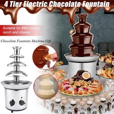 4Tier Electric Chocolate Fountain Fondue Melting Party Machine Warmer Dipping~