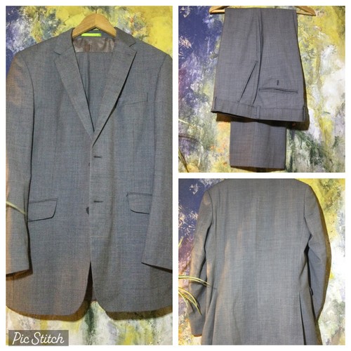Mens suit grey wool trousers - suit,