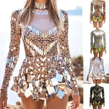 Women Dancewear Long Sleeve Drag Queen Costume Rave Festival Night Out Outfits